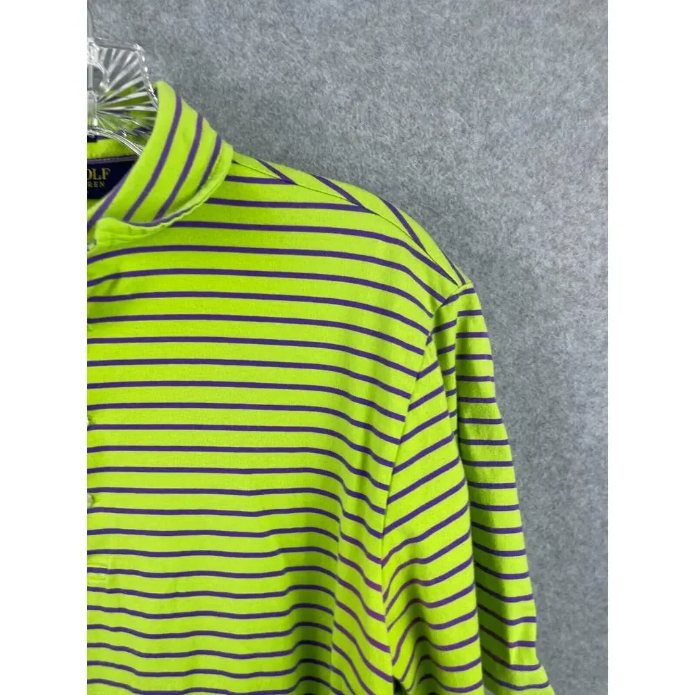 Ralph Lauren Golf Polo‎ Mens M Green Stripe Short Sleeve Rugby Vintage Lisle